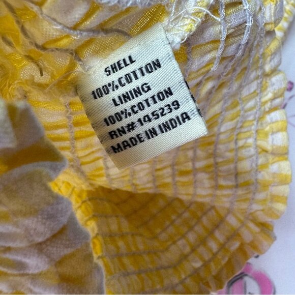 Sim & Sam top milkmaid gingham picnic yellow white tie up corset back stretchy - Picture 8 of 9